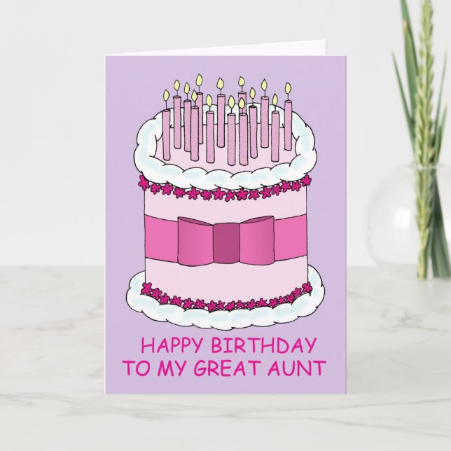 Carte Grande Tante Joyeux gâteau d'anniversaire et bougi (Devant)