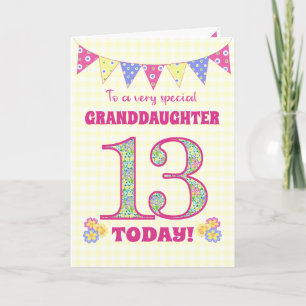 Carte Grandgirl 13e Anniversaire Primroses Bunting Card