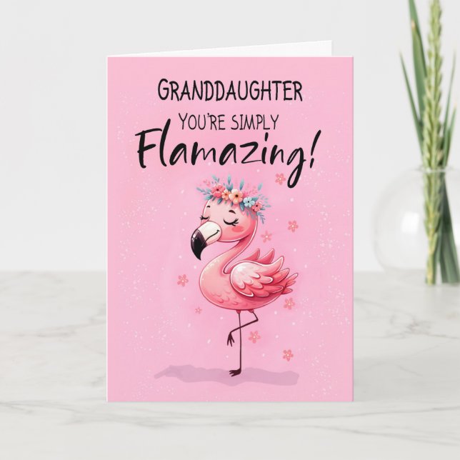 Carte Grandgirl anniversaire avec Flamant rose Fabun Fun (Devant)
