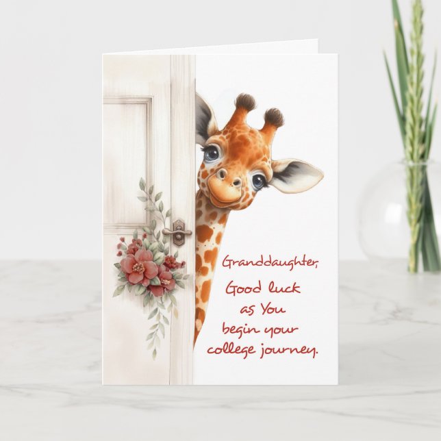 Carte Grandgirl Good Luck College Giraffe Peaking (Devant)