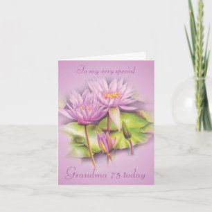 Carte Grandma à fleurs de nénuphars 75e anniversaire