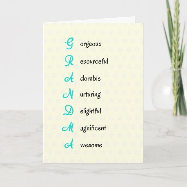Carte Grandma anniversaire texte d'appréciation (Devant)