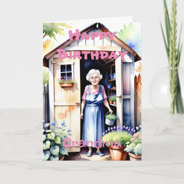 Carte Grandma mignonne Jardin Fleur Shore Anniversaire (Devant)