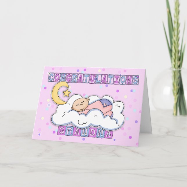 Carte Grandma New Baby Girl Félicitations (Devant)