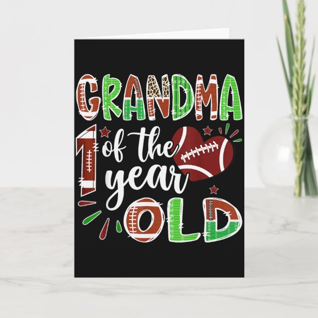 Carte Grandma Of The 1 Year Old Football 1st Birthday Bo (Devant)