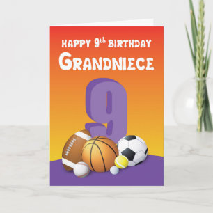 Carte Grandniece 9e Anniversaire Sports Balls