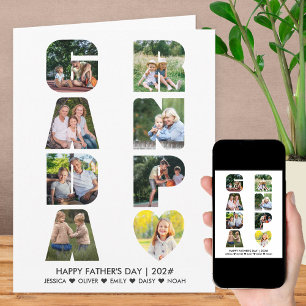 Carte GRANDPA Fête des pères Lettre découpée photo Colla