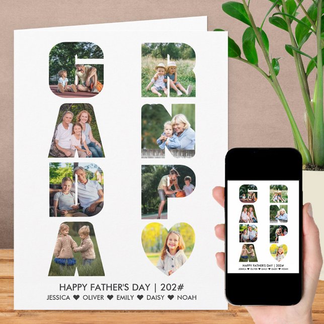 Carte GRANDPA Fête des pères Lettre découpée photo Colla (Créateur téléchargé)
