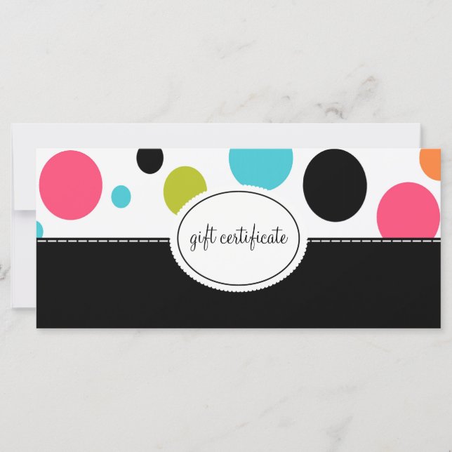 Carte Grands certificats-cadeaux de style Boutique Pois (Devant)