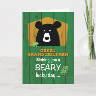 Carte Grands-enfants Ours+Shamrock sur St. Patrick's