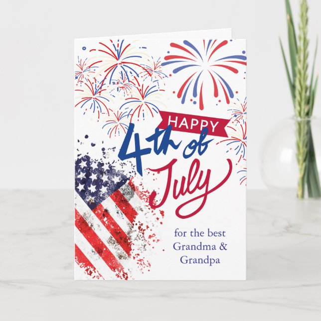 Carte Grands-parents 4 juillet feux d'artifice patriotiq (Devant)