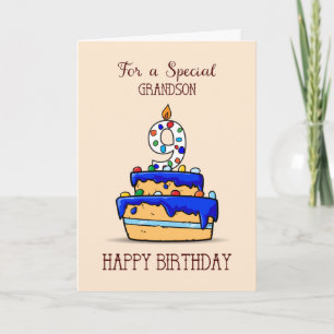 Carte Grandson 9e anniversaire, 9 sur le gâteau bleu dou