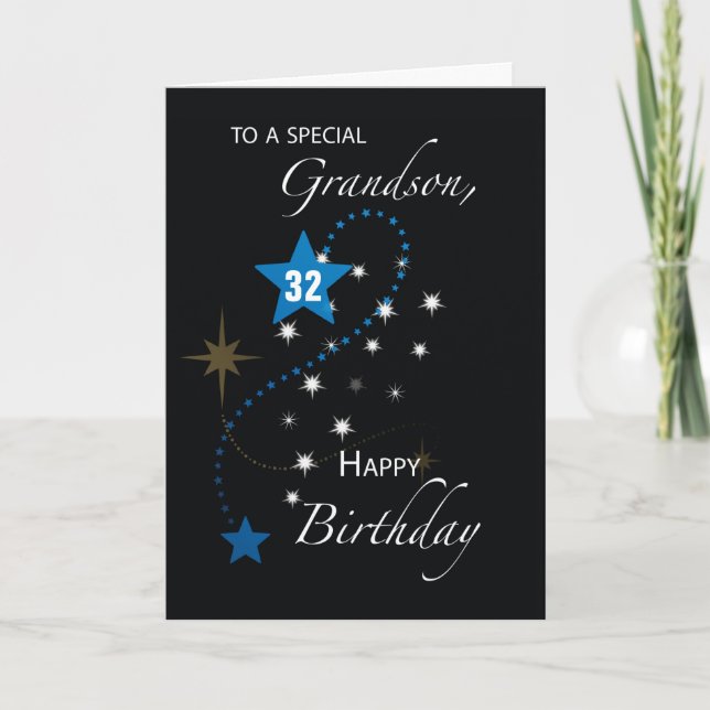 Carte Grandson âge personnalisé Anniversaire Étoile Insp (Devant)