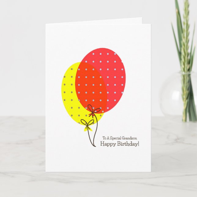 Carte Grandson Birthday Cards, Big Ballons colorés (Devant)