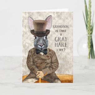 Carte Grandson Fundy Anniversaire Hipster Rabbit Gris Li