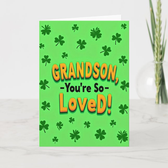 Carte Grandson Loved Bold Text Card (Devant)