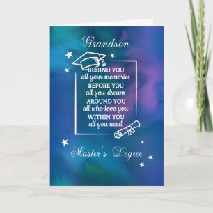 Carte Grandson Master's Graduation Citation Bleu