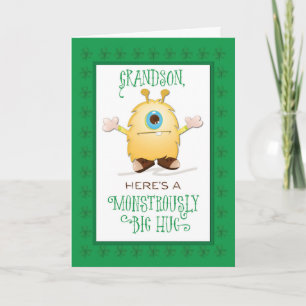 Carte Grandson Monster Hug St. Patrick's Day Shamrock