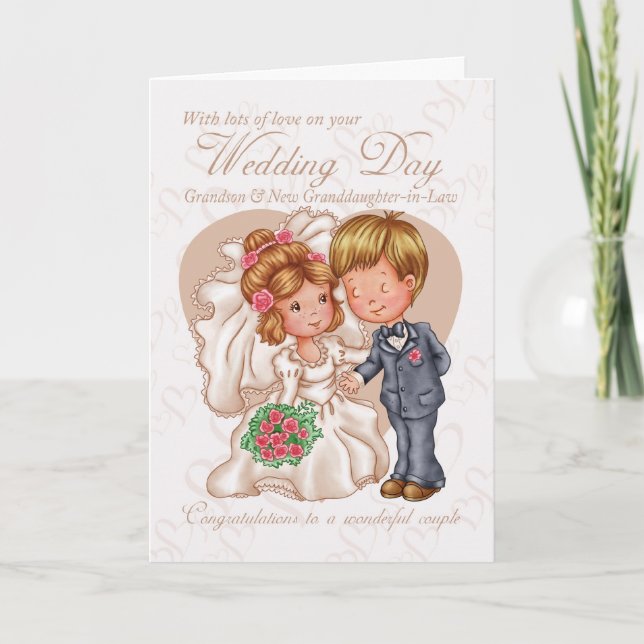 Carte Grandson & New Grandgirl-in-Law Wedding Day Ca (Devant)