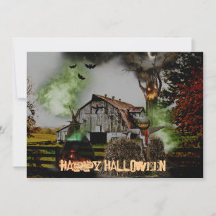 Carte *~* Grange Citrouille Éffrayante Ghost HALLOWEEN C