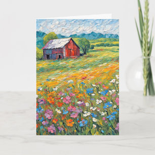 Carte Grange dans le champ Fleur sauvage