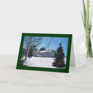 Carte Grange, silo et arbre dans la neige