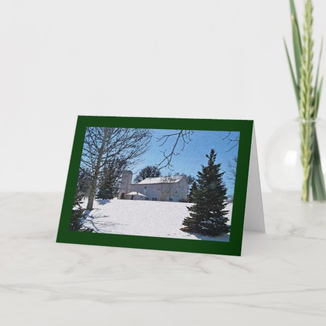 Carte Grange, silo et arbre dans la neige (Devant)