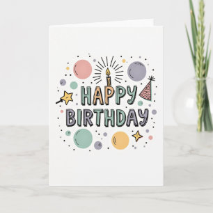 Carte graphique d'anniversaire pastel