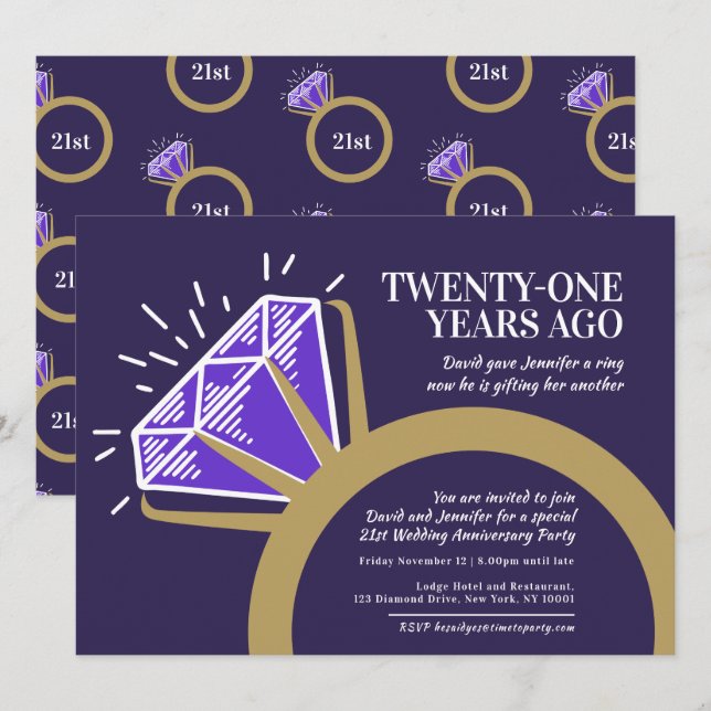 Carte graphique de bague en iolite pour une fête d (Devant / Derrière)