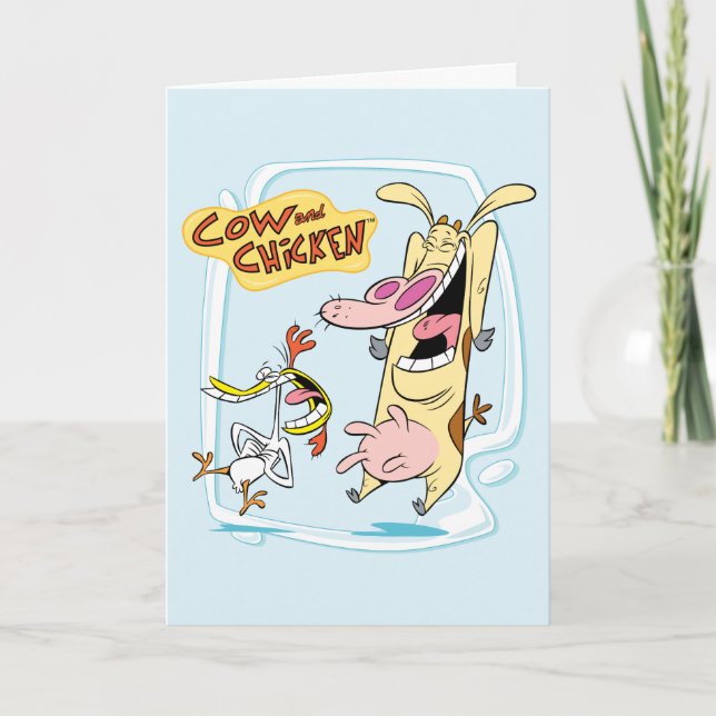 Carte Graphique de rire de vache et de poulet (Devant)