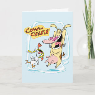 Carte Graphique de rire de vache et de poulet
