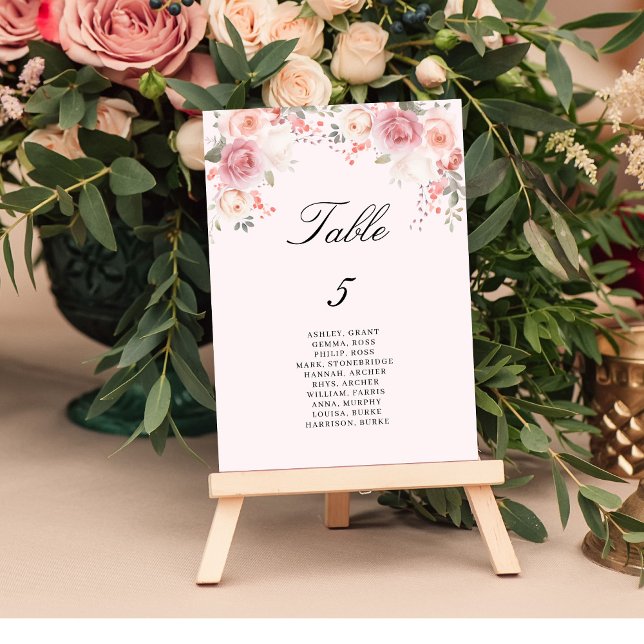 Carte Graphique de sièges de tableau rose floral (Créateur téléchargé)