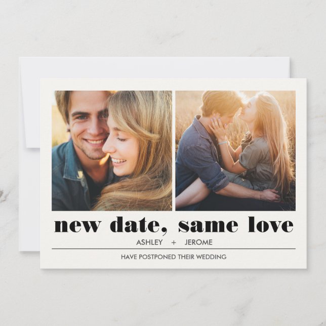 Carte Graphique minimal | 2 Photos Mariage (Devant)