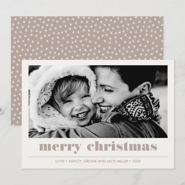 Carte Graphique minimal | Sable Joyeux Noël Photo (Devant / Derrière)