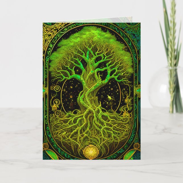 Carte graphique ornée Arbre vert de la vie (Devant)