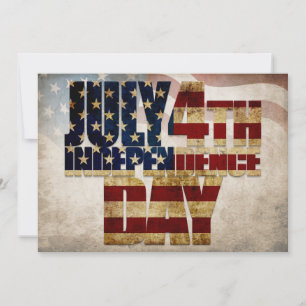 Carte Graphisme de l'indépendance du 4 juillet Grunge US