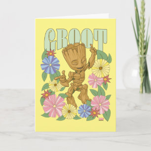 Carte Graphisme Retro Floral Dancing Kid Groot