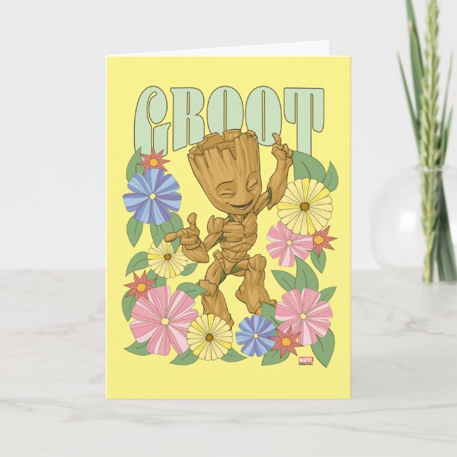 Carte Graphisme Retro Floral Dancing Kid Groot (Devant)
