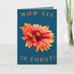 Carte Gras Floral 70e Anniversaire Card pour Sis