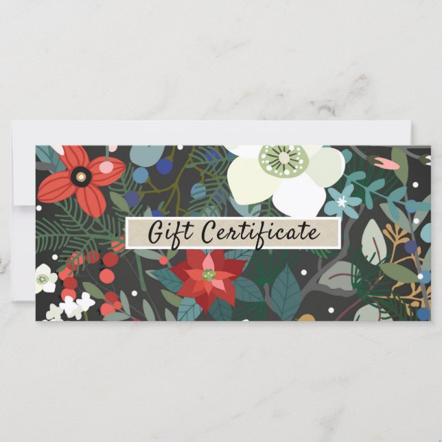 Carte Gras Funky Floral Dark Modern Cadeau Certificat (Devant)