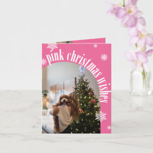Carte Gras Parties scintillant rose voeux de Noël Plier 