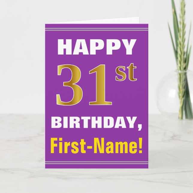 Carte Gras, pourpre, Faux Gold 31e anniversaire avec car (Devant)
