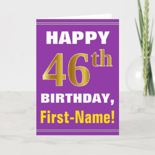 Carte Gras, pourpre, Faux Gold 46e anniversaire avec car