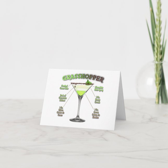 Carte GRASSHOPPER Cocktail Recette Art (Devant)