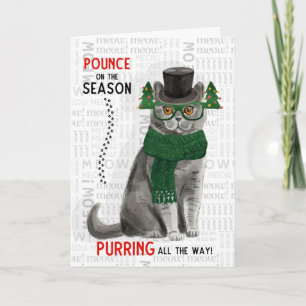 Carte Gray British Shorthair Chat drôle Noël