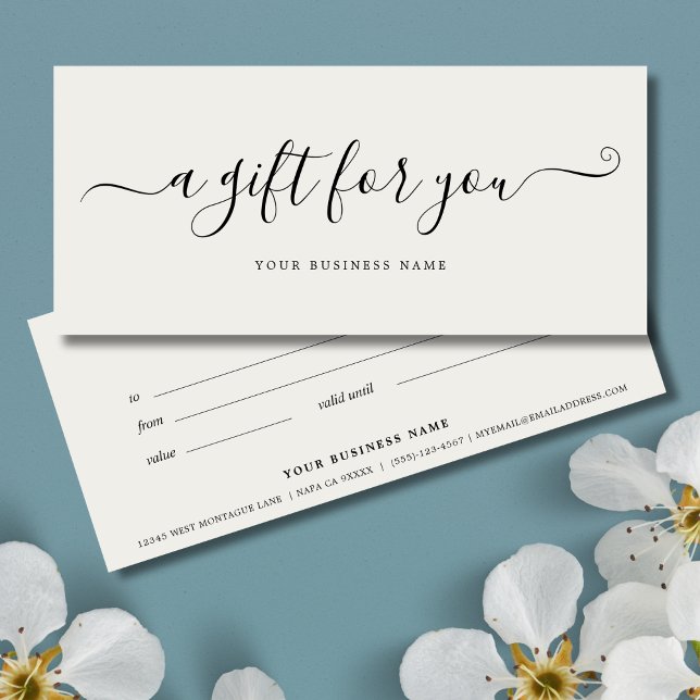 Carte Gray Business Gift Certificate Elegant Simple (Cloud Dancer White Gift Certificate)