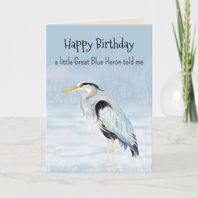 Carte Great Blue Heron Bird Personnalité Amusant Anniver (Devant)