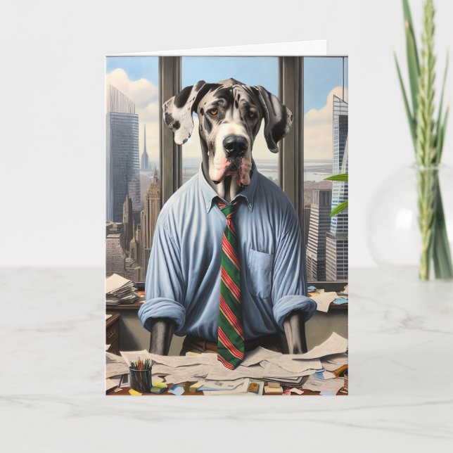 Carte Great Dane Businessman Anniversaire (Devant)