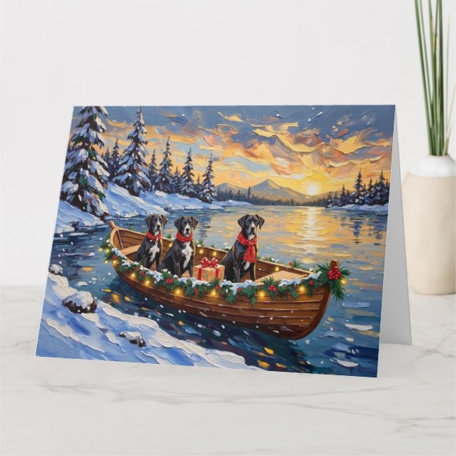 Carte Great Dane Christmas Boat Holiday (Devant)