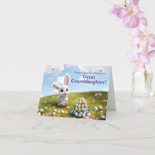 Carte Great Granddaughter Easter with Cute Bunny  (Orchidée)